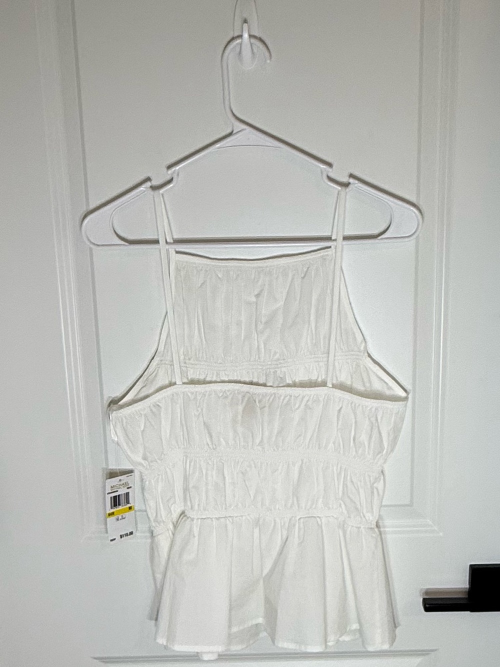 Michael Kors White Smocked Peplum Cami Top - Picture 3 of 6